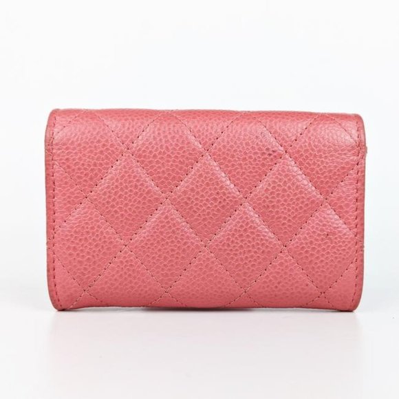 SOLD Chanel Pink Caviar Leather Quilted Flap Card Holder Coin Purse Wallet - Picture 2 of 8